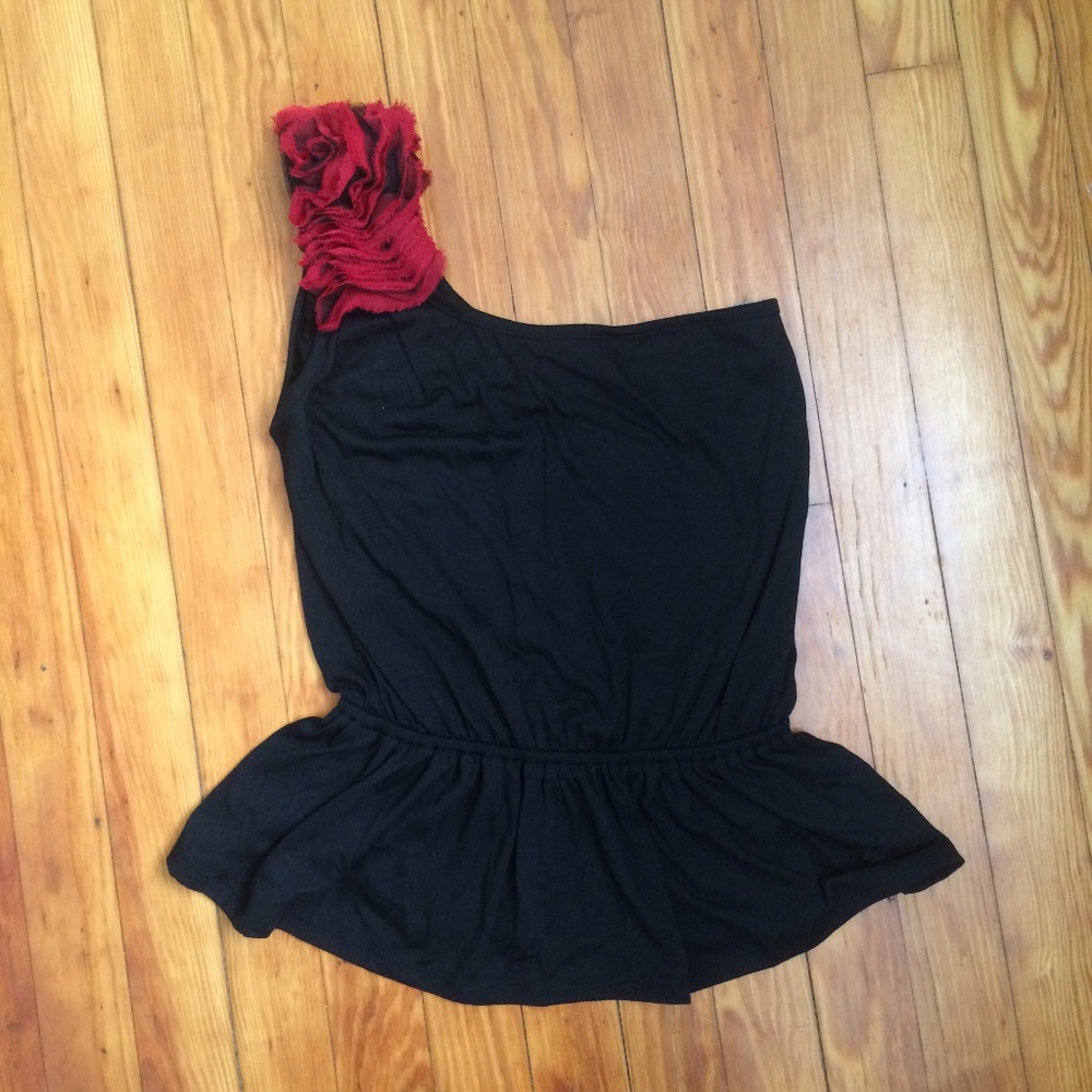 Red Rose Off The Shoulder Peplum Top